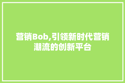 营销Bob,引领新时代营销潮流的创新平台