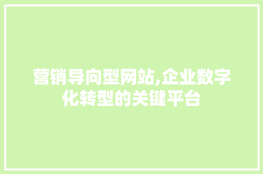 营销导向型网站,企业数字化转型的关键平台