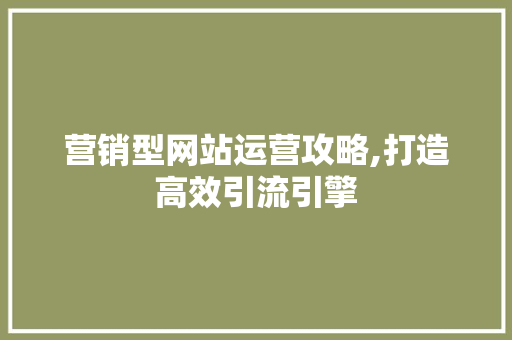 营销型网站运营攻略,打造高效引流引擎 营销型网站运营攻略,打造高效引流引擎 必应SEO