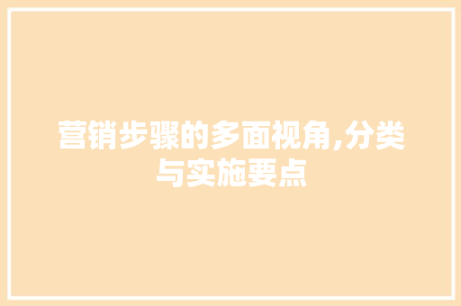 营销步骤的多面视角,分类与实施要点