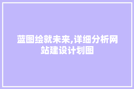 蓝图绘就未来,详细分析网站建设计划图 蓝图绘就未来,详细分析网站建设计划图 神马SEO