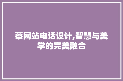 蔡网站电话设计,智慧与美学的完美融合