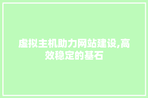 虚拟主机助力网站建设,高效稳定的基石