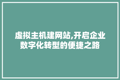虚拟主机建网站,开启企业数字化转型的便捷之路