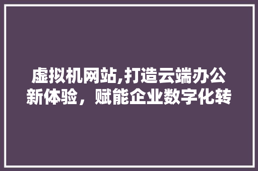 虚拟机网站,打造云端办公新体验，赋能企业数字化转型