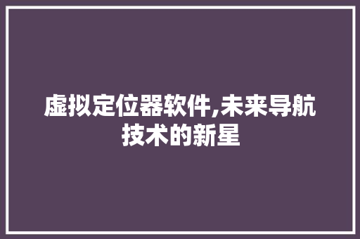 虚拟定位器软件,未来导航技术的新星