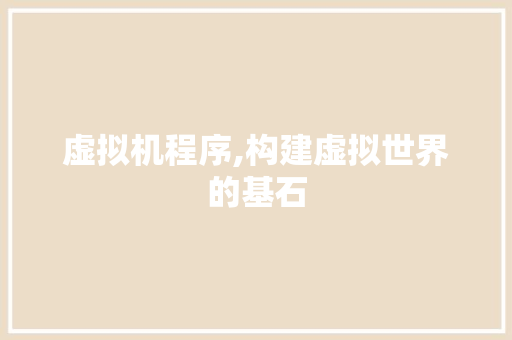 虚拟机程序,构建虚拟世界的基石