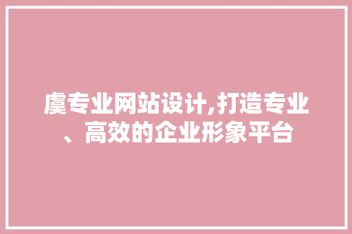 虞专业网站设计,打造专业、高效的企业形象平台