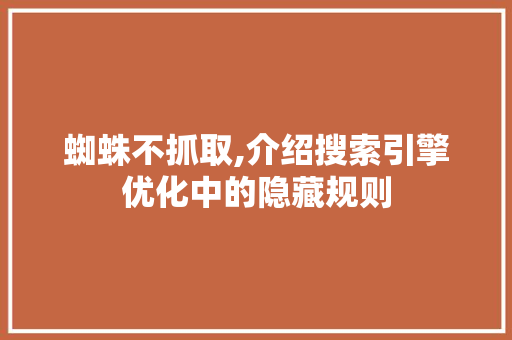 蜘蛛不抓取,介绍搜索引擎优化中的隐藏规则