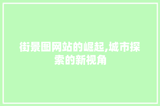 街景图网站的崛起,城市探索的新视角