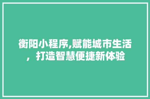 衡阳小程序,赋能城市生活，打造智慧便捷新体验