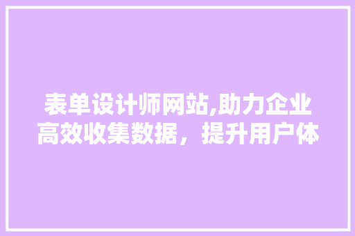 表单设计师网站,助力企业高效收集数据，提升用户体验