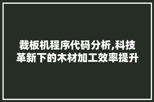 裁板机程序代码分析,科技革新下的木材加工效率提升之路