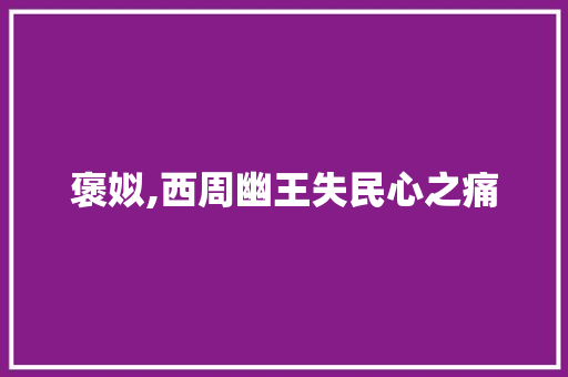 褒姒,西周幽王失民心之痛