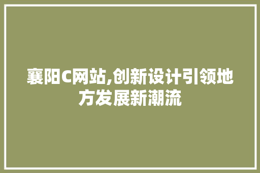 襄阳C网站,创新设计引领地方发展新潮流