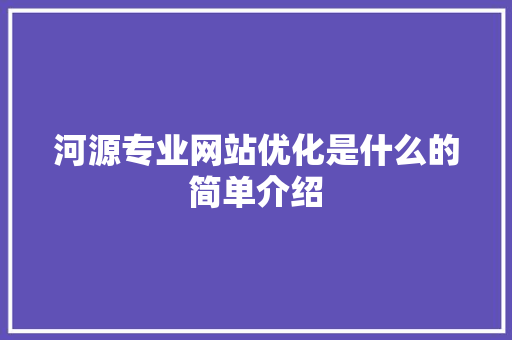 河源专业网站优化是什么的简单介绍 河源专业网站优化是什么的简单介绍 必应SEO