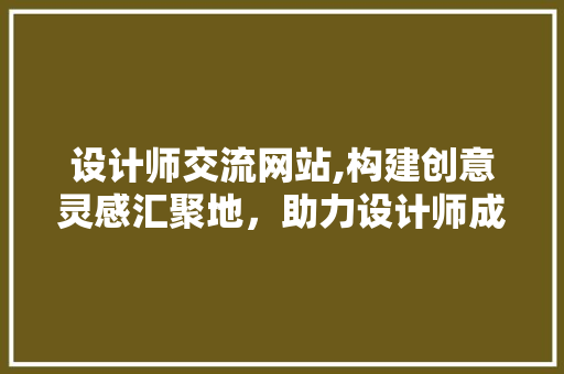 设计师交流网站,构建创意灵感汇聚地，助力设计师成长