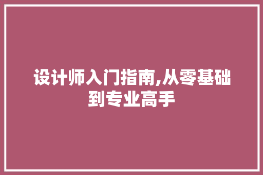 设计师入门指南,从零基础到专业高手