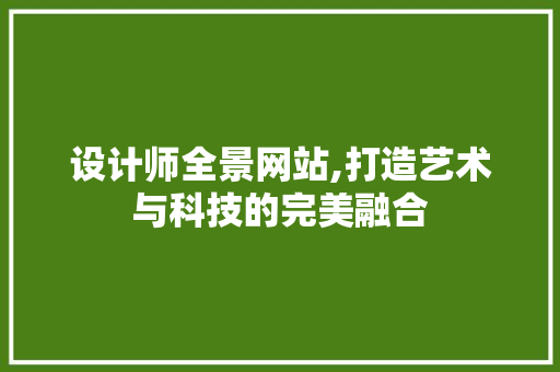 设计师全景网站,打造艺术与科技的完美融合