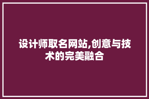 设计师取名网站,创意与技术的完美融合