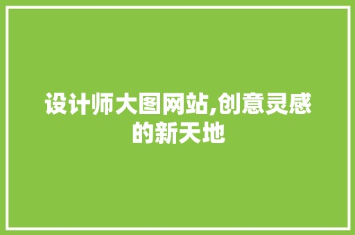 设计师大图网站,创意灵感的新天地