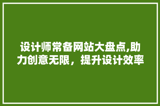 设计师常备网站大盘点,助力创意无限，提升设计效率