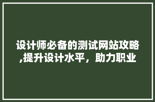 设计师必备的测试网站攻略,提升设计水平，助力职业成长