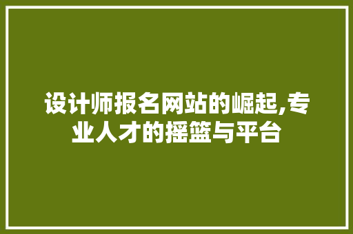 设计师报名网站的崛起,专业人才的摇篮与平台