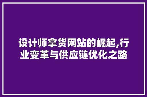 设计师拿货网站的崛起,行业变革与供应链优化之路