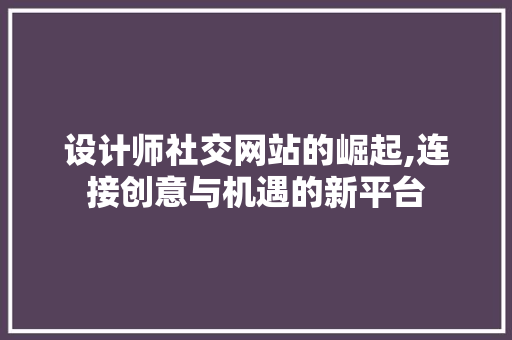 设计师社交网站的崛起,连接创意与机遇的新平台