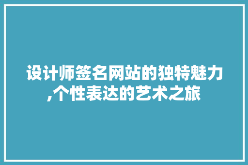 设计师签名网站的独特魅力,个性表达的艺术之旅
