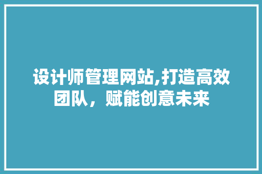 设计师管理网站,打造高效团队，赋能创意未来