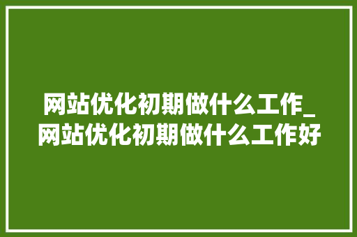 网站优化初期做什么工作_网站优化初期做什么工作好。 网站建设公司