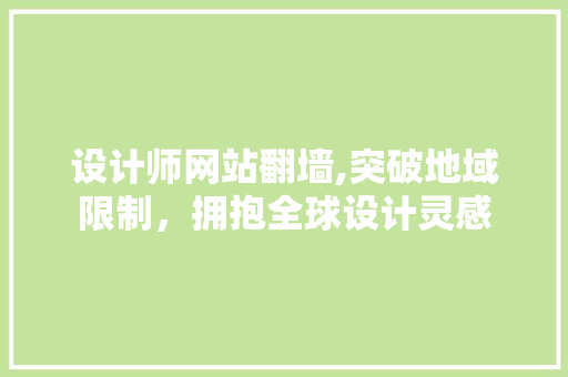 设计师网站翻墙,突破地域限制，拥抱全球设计灵感