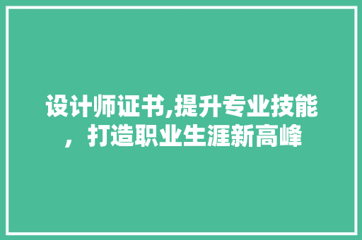 设计师证书,提升专业技能，打造职业生涯新高峰