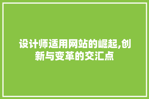 设计师适用网站的崛起,创新与变革的交汇点 设计师适用网站的崛起,创新与变革的交汇点 必应SEO