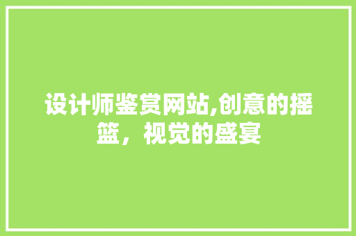 设计师鉴赏网站,创意的摇篮，视觉的盛宴
