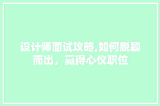 设计师面试攻略,如何脱颖而出，赢得心仪职位