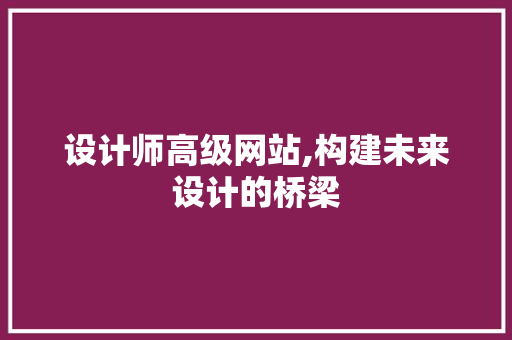 设计师高级网站,构建未来设计的桥梁