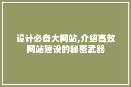 设计必备大网站,介绍高效网站建设的秘密武器