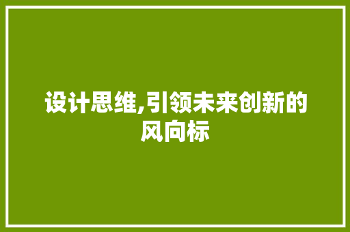 设计思维,引领未来创新的风向标