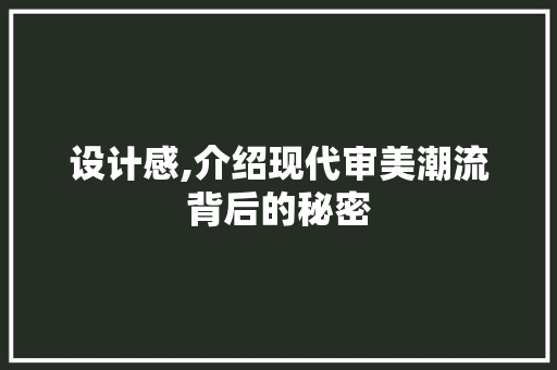 设计感,介绍现代审美潮流背后的秘密