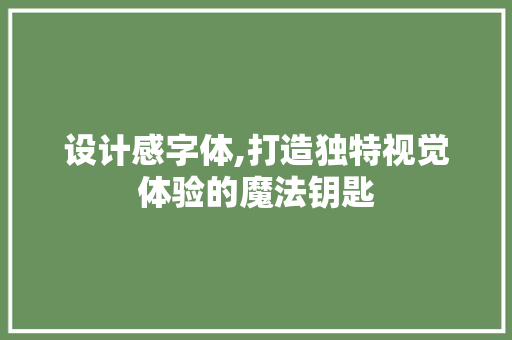 设计感字体,打造独特视觉体验的魔法钥匙