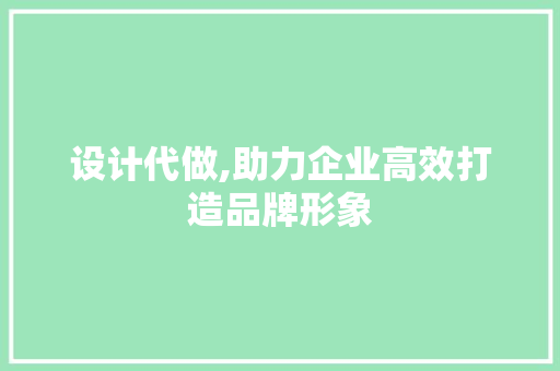 设计代做,助力企业高效打造品牌形象