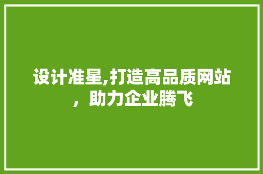 设计准星,打造高品质网站，助力企业腾飞