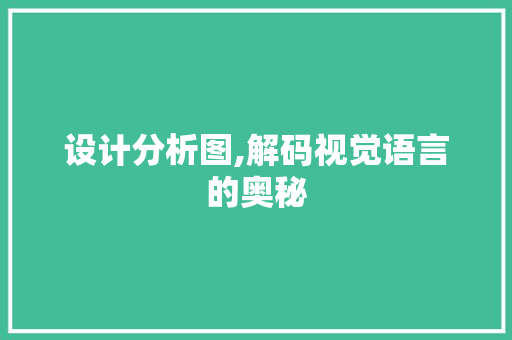 设计分析图,解码视觉语言的奥秘