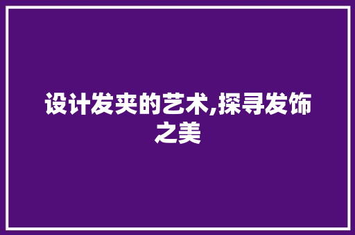 设计发夹的艺术,探寻发饰之美