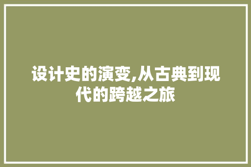 设计史的演变,从古典到现代的跨越之旅