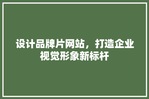 设计品牌片网站，打造企业视觉形象新标杆