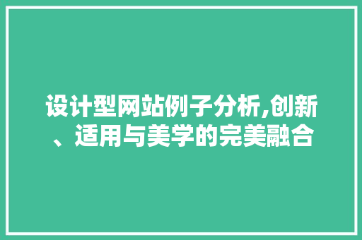 设计型网站例子分析,创新、适用与美学的完美融合